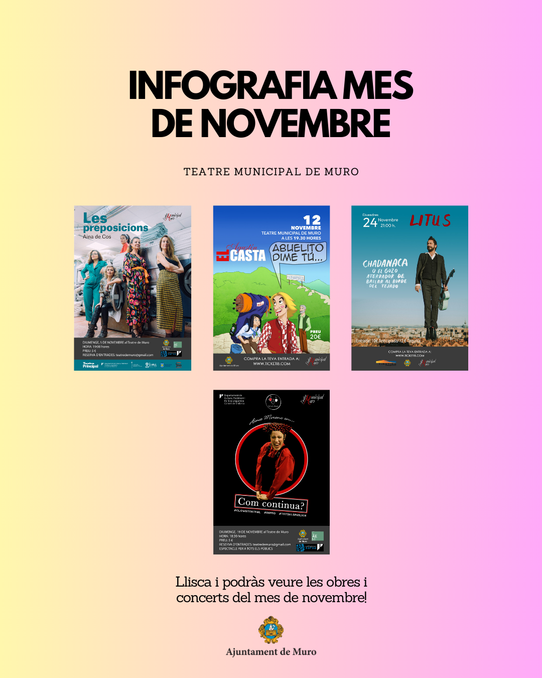 PROGRAMACIÓ MES DE NOVEMBRE TEATRE MUNICIPAL DE MURO