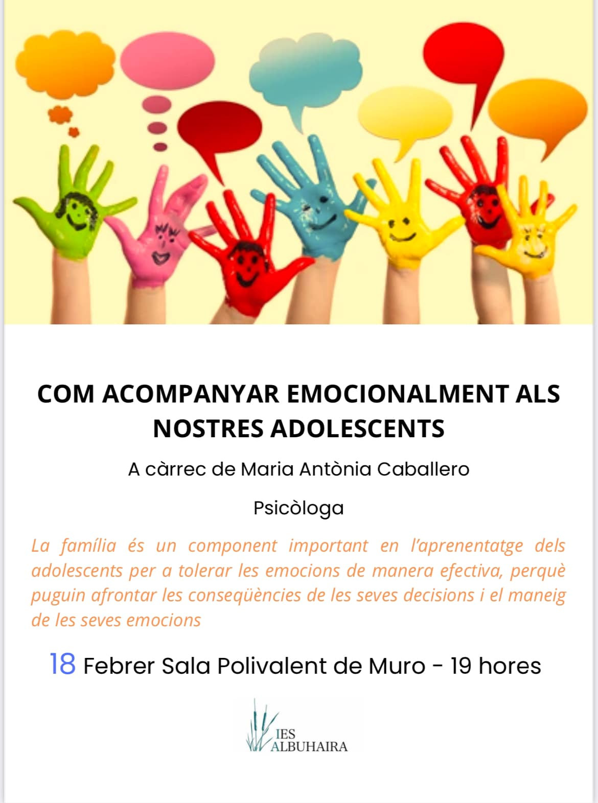 Taller «Com acompanyar emocionalment als nostres adolescents»