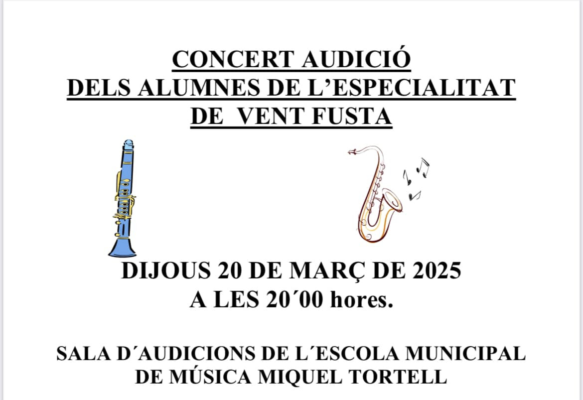 Concerts audició dels alumnes de l’Escola de Música Miquel Tortell