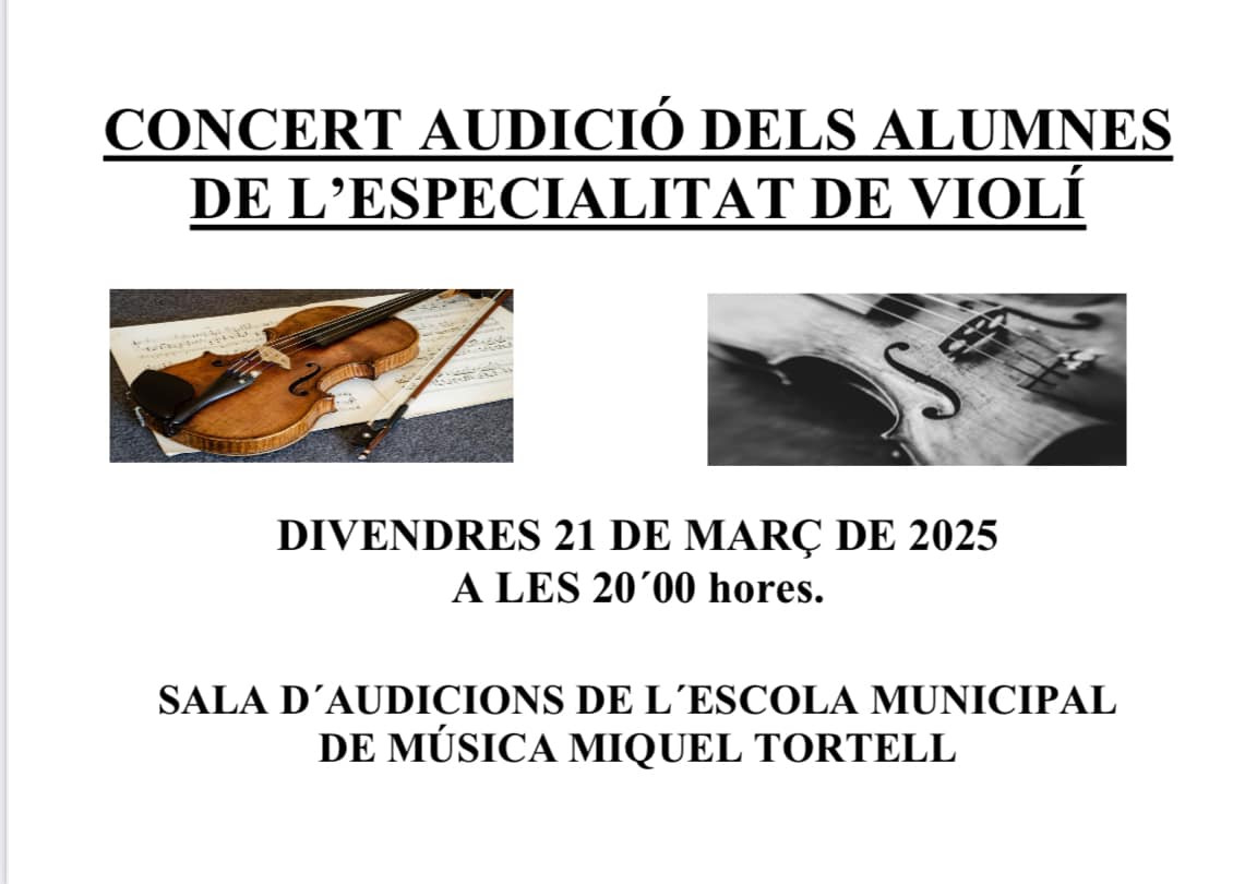 Concerts audició dels alumnes de l’Escola de Música Miquel Tortell