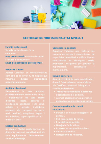 Certificat de professionalitat: Neteja de superfícies i mobiliari en edificis i locals