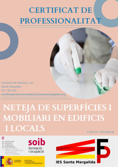Certificat de professionalitat: Neteja de superfícies i mobiliari en edificis i locals