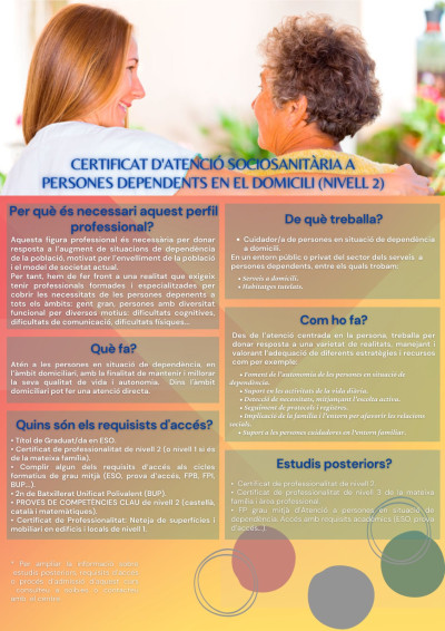 Certificat de professionalitat: Atenció sociosanitària a persones dependents en el domicili.