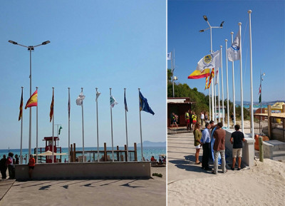 Hissada de banderes i simulacre de rescat a la Platja de Muro