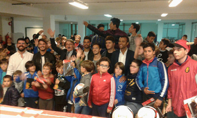 Visita dels jugadors del RC Mallorca a Muro	
